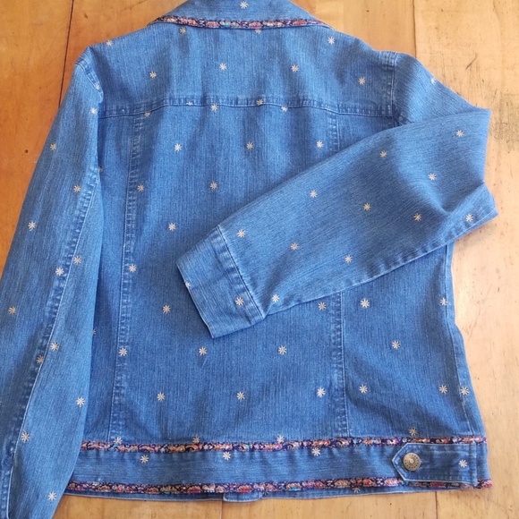 Hearts Of Palm Embroidered Denim Jacket Sz 14 - Picture 6 of 8